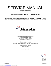 Lincoln Impinger Conveyor Ovens 1633-000-EA Service Manual
