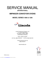 Lincoln Impinger Conveyor Oven Series 1000 Service Manual