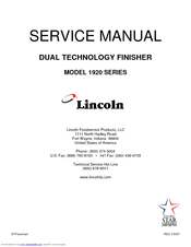 Lincoln Dual Technology Finisher 1922 Service Manual