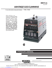 Lincoln Electric VANTAGE 500 CUMMINS 500 Operator's Manual