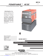 Lincoln Electric POWER WAVE IM718 Operator's Manual