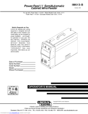 Lincoln Electric IM613-B Operator's Manual