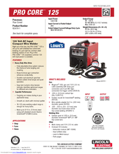 Lincoln Electric PRO-CORE 125 Specifications