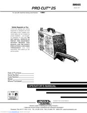 Lincoln Electric PRO-CUT IM665 Operator's Manual