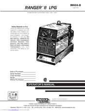 Lincoln Electric RANGER 8 LPG Operator's Manual
