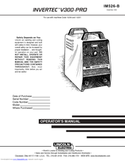 Lincoln Electric INVERTEC V300-PRO SVM105-B Operator's Manual
