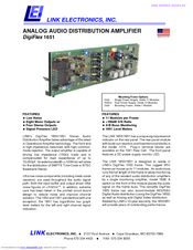 Link Electronics ANALOG AUDIO DISTRIBUTION AMPLIFIER DigiFlex 1651 Specification Sheet