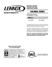 Lennox Hearth Products COLONIAL COL-3629H Installation Instructions Manual