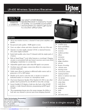 Listen Technologies LR-600 Specification Sheet