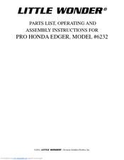 Little Wonder 6232 Parts List, Operating And Assembly Instructions