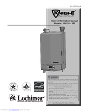 Lochinvar WH 55 - 399 User's Information Manual