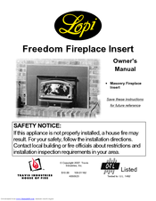 Lopi Freedom Fireplace Insert Owner's Manual