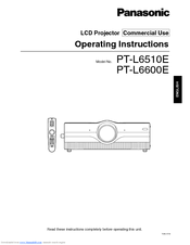 Panasonic PT-L6600E Operating Instructions Manual