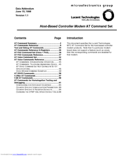 Lucent Technologies Host-Based Controller Modem AT Data Addendum