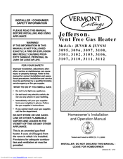 Vermont Castings JUVSR 3100 Homeowner's Installation And Operating Manual