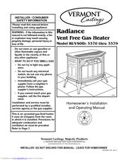 Vermont Castings Radiance RUVSOD 3372 Homeowner's Installation And Operating Manual
