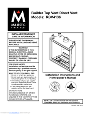 Majestic fireplaces Riverview RDV4136RP Installation Instructions And Homeowner's Manual