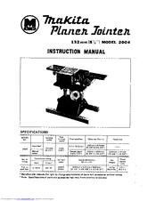 Makita PLANER JOINTER 2004 Instruction Manual
