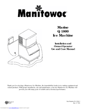 Manitowoc Marine Q 1800 Installation And Use Manual