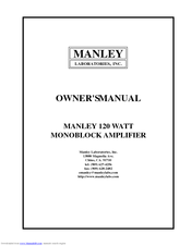 Manley 120 Watt Monoblock Amplifier Owner's Manual