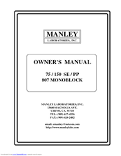 Manley 75/150 SE/PP 807 MONOBLOCK Owner's Manual