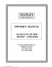 Manley SE 300B RETRO Owner's Manual