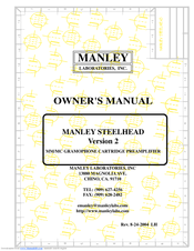 Manley MM/MC GRAMOPHONE CARTRIDGE PREAMPLIFIER Owner's Manual