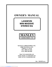 Manley Langevin MINI MASSIVE STEREO EQUALIZER Owner's Manual