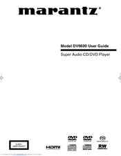 Marantz SUPER AUDIO CD/DVD PLAYER DV6600 User Manual