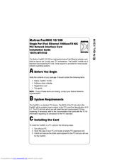 Matrox FastNIC 10/100 10574-MT-0102 Installation Manual