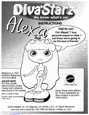 Mattel ALIXA DOLL 27494-0920 G3 Instructions Manual