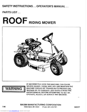 Maxim Roof Riding Mower Operator And Parts Manual