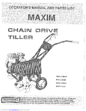 Maxim TR50B Operator's Manual And Parts List
