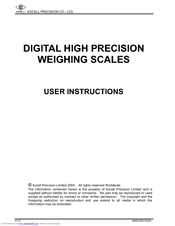 Excell DIGITAL HIGH PRECISION WEIGHING SCALES User Instructions