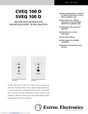 Extron electronics Video and Audio Line Drivers with  Gain and EquaLization SVEQ 100 Specifications