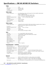 Extron electronics SW 4 AR MX HV Specifications