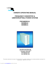 Falcon ED3000-A Owner's Operating Manual