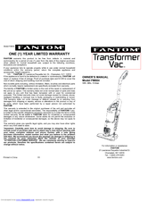 Fantom TRANSFORMER VAC FM604 Owner's Manual