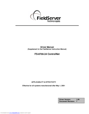 FieldServer ControlNet FS-8700-24 Driver Manual