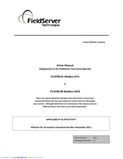Fieldserver FS-8700-01 Driver Manual