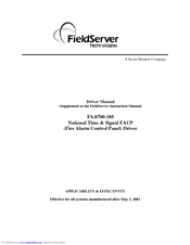 FieldServer FS-8700-105 Driver Manual