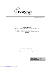 FieldServer FS-8700-114 X30 Driver Manual