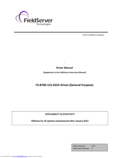FieldServer FS-8700-115 Driver Manual