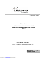 FieldServer FS-8700-22 X30 Driver Manual
