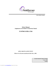 Fieldserver FS-8700-54 Driver Manual