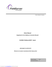 Fieldserver FS-8700-73 Driver Manual