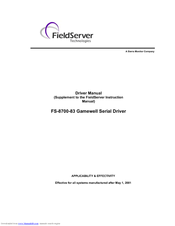 FieldServer Gamewell FS-8700-83 Driver Manual