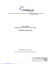 Fieldserver Modbus Plus FS-8700-02 Driver Manual