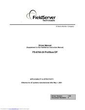 FieldServer Profibus DP FS-8700-20 Driver Manual