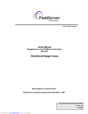 Fieldserver Weigh-Tronix FS-8700-36 Driver Manual